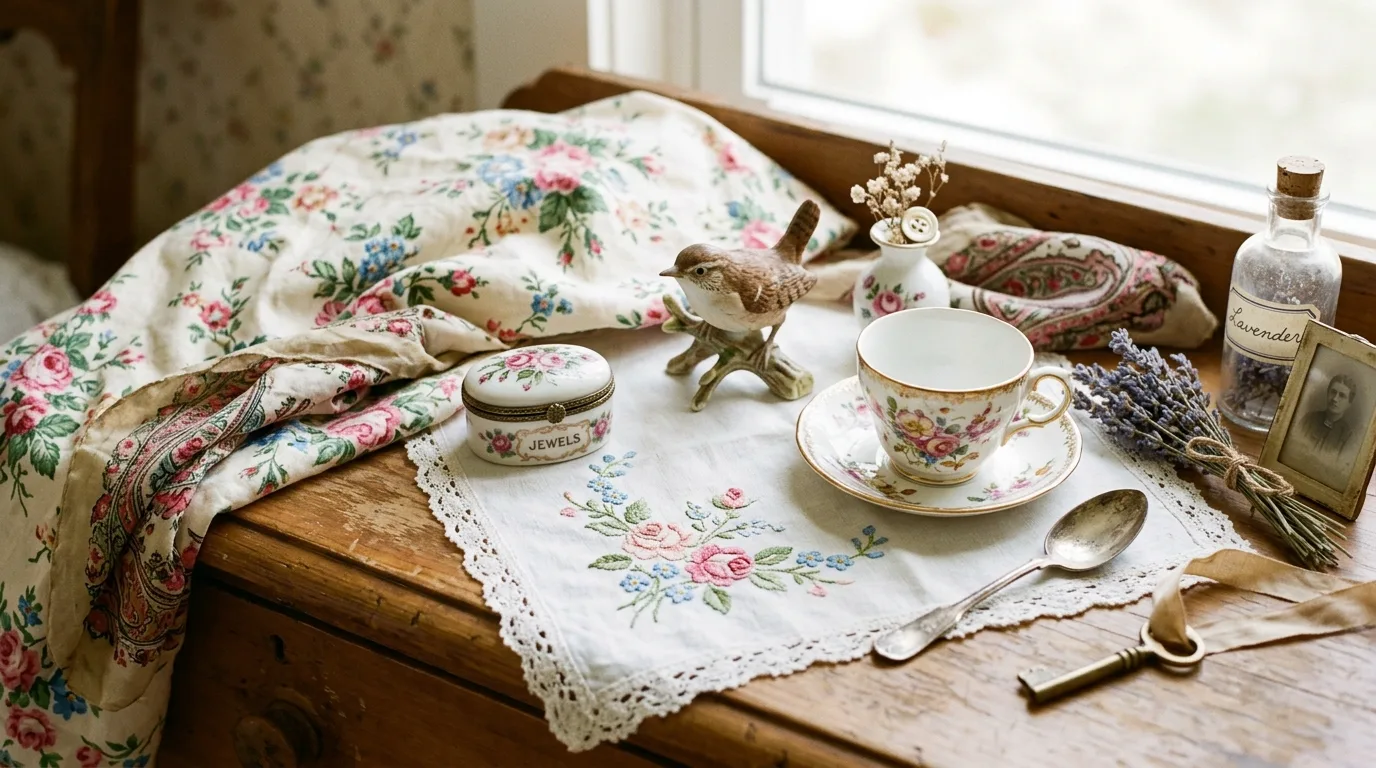 Bring in vintage furniture with real character inspiration for a cottagecore bedroom.